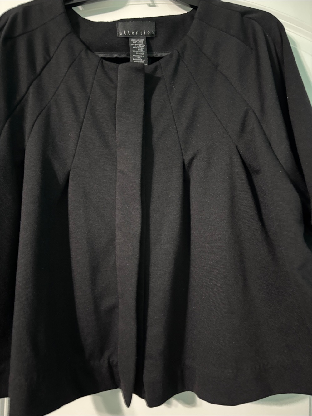 attention Black Pleated Open-Front Cropped Jacket - Picture 4 of 6